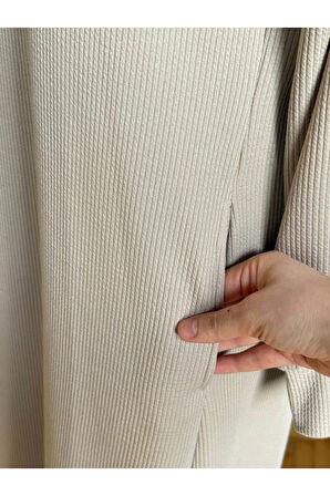 Kapüşonlu ve Cepli Örme Elbise 2402 NAVRA |