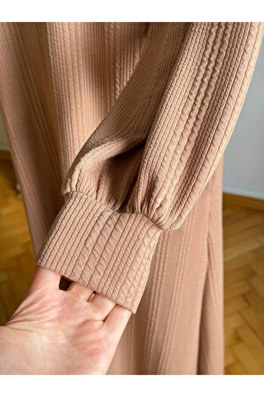 Kapüşonlu ve Cepli Örme Elbise 2402 NAVRA |