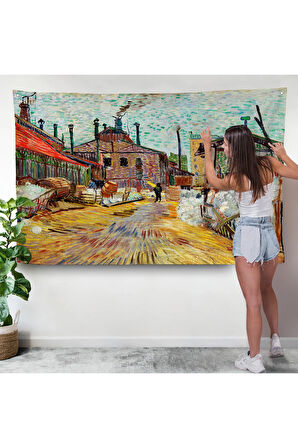 Vincent van Gogh - Asnieres deki Fabrika Duvar Örtüsü - The Factory at Asnieres-7166