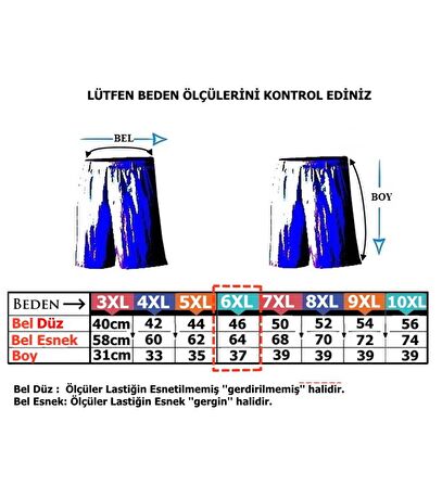 Dijital Baskılı Büyük Beden Likralı Boxer