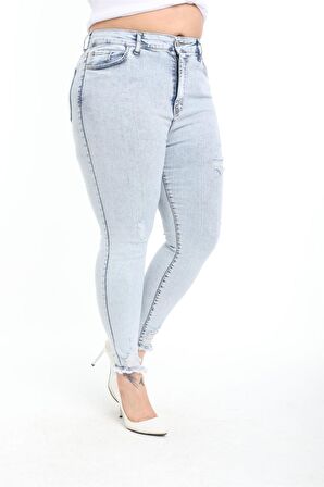 CEDY DENIM Kadın Yüksek Bel Skinny Fit Jeans Büyük Beden Kot PantolonC597