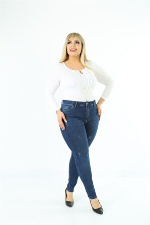 CEDY DENIM Kadın Yüksek Bel Skinny Fit Jeans Büyük Beden Kot PantolonC597