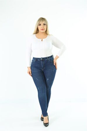 CEDY DENIM Kadın Yüksek Bel Skinny Fit Jeans Büyük Beden Kot PantolonC597