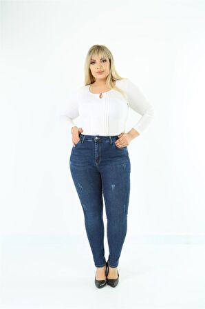 CEDY DENIM Kadın Yüksek Bel Skinny Fit Jeans Büyük Beden Kot PantolonC597