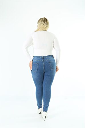 CEDY DENIM Kadın Yüksek Bel Skinny Fit Jeans Büyük Beden Kot PantolonC597