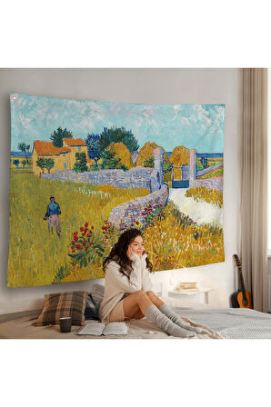Vincent van Gogh Provence’de Çiftlik Evi Duvar Örtüsü-7168