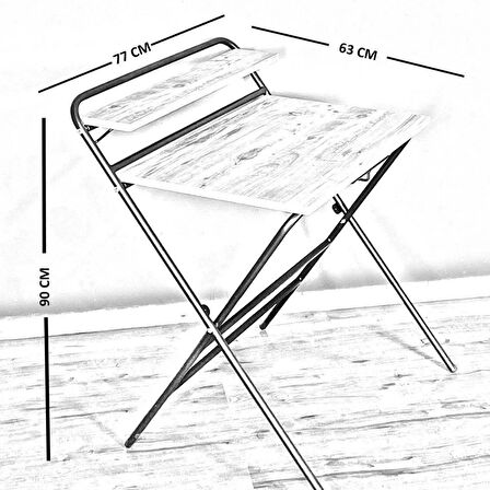 Reyo Efes Çalışma Masası Bilgisayar Laptop Masası 2 Raflı Metal Ders Çalışma Ofis Masası Çam