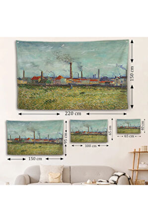 Vincent van Gogh Clichy'deki Fabrikalar Duvar Örtüsü - Factories at Clichy-7170