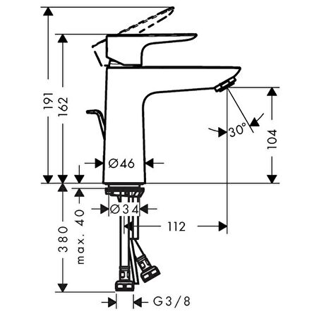 Hansgrohe HG Talis® E Tek kollu lavabo bataryası 110 Mat siyah - 71710670