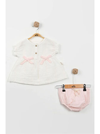 Müslin Külot Şortlu Yazlık Kız Bebek Takımı (9-12-18 Ay) %100 Pamuk Nefes Alabilir