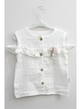 Kız Bebek Müslin Pembe Fiyonklu 2 Li Takım