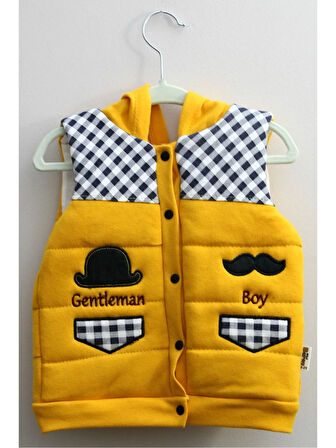 Yelek Tişört Pantolon Erkek Sarı Takım 3-12 Ay