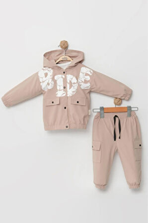 Erkek Bebek Yağmurluklu Kargo Pantolon 3'lü Takım (9-12-18 Ay) Pamuk