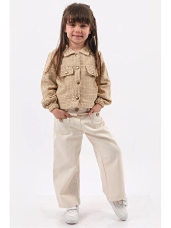 Kız Çocuk İspanyol Paça Pantolon & Ceket 2’li Takım (2-3-4-5 Yaş) - Pamuklu