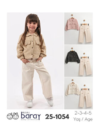 Kız Çocuk İspanyol Paça Pantolon & Ceket 2’li Takım (2-3-4-5 Yaş) - Pamuklu