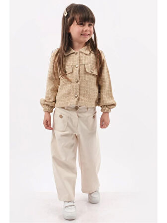 Kız Çocuk İspanyol Paça Pantolon & Ceket 2’li Takım (2-3-4-5 Yaş) - Pamuklu