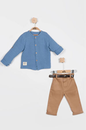 Erkek Bebek Gabardin Pantolon & Gömlek 2'li Takım (9-12-18 Ay) Pamuk