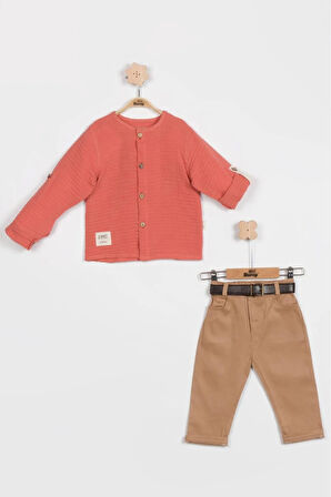 Erkek Bebek Gabardin Pantolon & Gömlek 2'li Takım (9-12-18 Ay) Pamuk