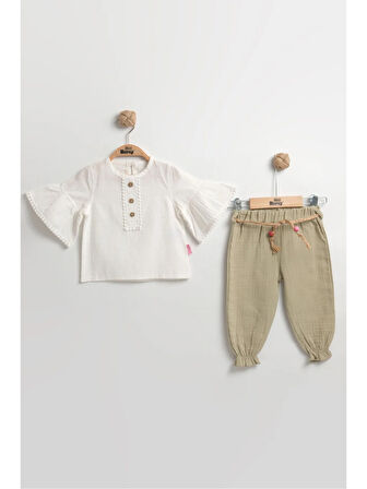 Müslin Pantolonlu Kız Takımı Seti (2-3-4-5 yaş ) %100 Pamuk - Rahat Hareket Kolaylığı
