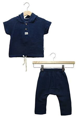 Erkek Bebek Kapüşonlu 2'li Takım Seti (Pamuklu ve Konforlu)