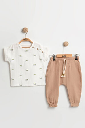 Erkek Bebek Timsah Desenli Body & Şort Takımı (9-12-18 Ay) Pamuklu