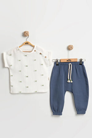 Erkek Bebek Timsah Desenli Body & Şort Takımı (9-12-18 Ay) Pamuklu