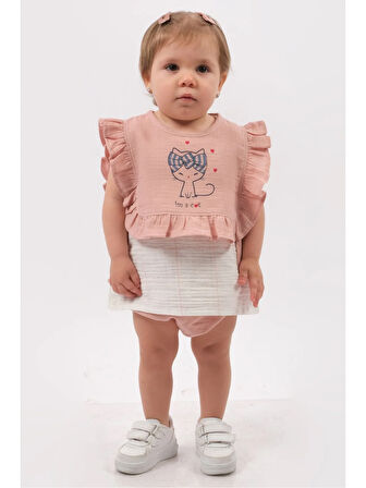 "Kilotlu Bolerolu Müslin Kız Yazlık Takım "