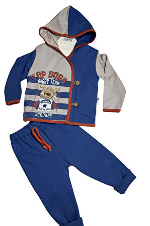 Erkek Bebek Çoban Düğmeli Penye 3'lü Takım (Organik Pamuklu)