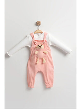 Yumuşak Kadife Oyuncaklı Bahçıvan Tulumu - Kız Bebek %100 Pamuk (9-12-18 Ay)