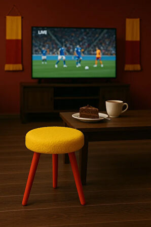 Fanatik Welsoft Kumaş Gürgen Ahşap 3 Ayaklı Konforlu Modern Taraftar Taburesi Fan Pufu Takım Oturağı