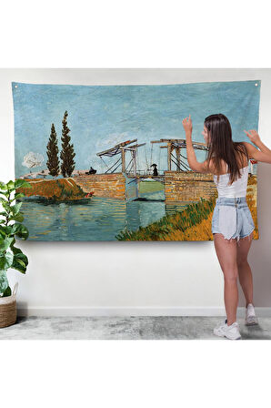 Vincent van Gogh Arles'taki Langlois Köprüsü Duvar Örtüsü - Langlois Bridge at Arles-7171