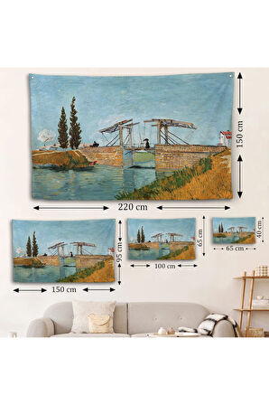 Vincent van Gogh Arles'taki Langlois Köprüsü Duvar Örtüsü - Langlois Bridge at Arles-7171