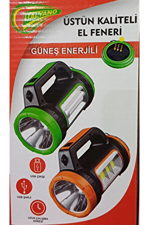 Şarjlı Ve Güneş Enerjili Kamp El feneri Yüksek Işık Şarjlı Güneş Enerjili 3W+15W Güneş Enerjili USB