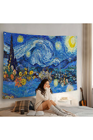 Vincent Van Gogh - Yıldızlı Geceler Duvar Örtüsü - Starry Night-7172