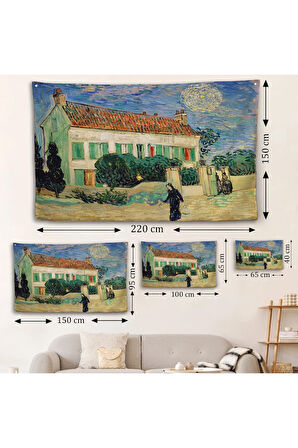Vincent Van Gogh - Geceleyin Beyaz Ev Duvar Örtüsü - White House at Night-7173