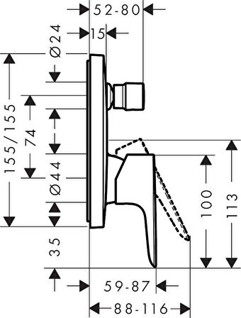 Hansgrohe Talis E Tek Kollu Banyo Bataryası Ankastre Montaj - 71745000