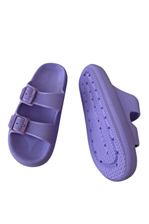 Unisex Çift Tokalı Medikal Hafif Eva Terlik Lila