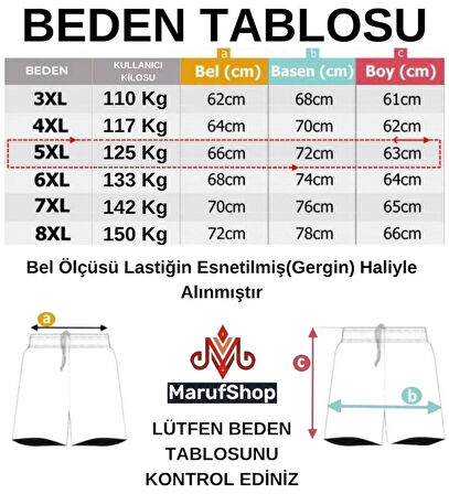 Erkek Büyük Beden Battal Boy 110 - 150 Kilo Arası İçin Uygun Likralı Penye Şort