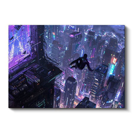 Gökdelen Atlayışı - Mor Şehir Anime Kanvas Tablo