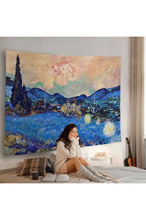 Vincent Van Gogh - Yeniden Düzenlenen Manzara Duvar Örtüsü-7175