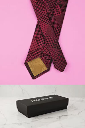 Mikro Desen Bordo Kravat & Mendil