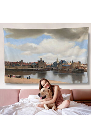 Johannes Vermeer - Delft Manzarası Duvar Örtüsü - View of Delft-7178