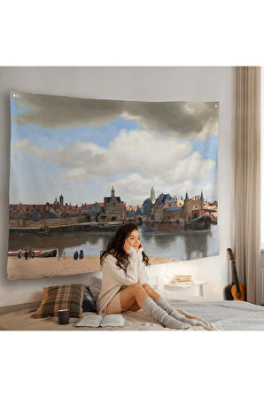 Johannes Vermeer - Delft Manzarası Duvar Örtüsü - View of Delft-7178