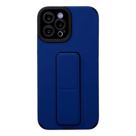 Apple iPhone 12 Pro Max Kılıf Mega Standlı Silikon - Mavi