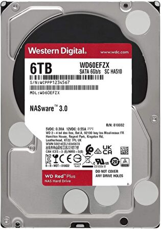 Wd 6TB WD Red Plus NAS Internal Hard Drive HDD - 5640 RPM, SATA 128 MB WD60EFZX Harddisk