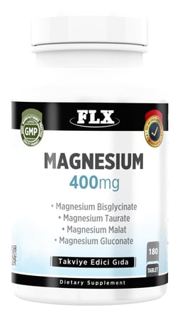 180 Tablet Magnesium Elementleri 400 Mg Magnezyum Bisglisinat Malat Taurat Glukonat