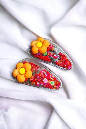 2 Li Pullu Çiçekli Çıt Çıt Çocuk Toka Seti