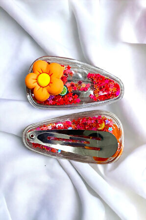 2 Li Pullu Çiçekli Çıt Çıt Çocuk Toka Seti