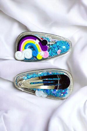 2 Li Pullu Gökkuşaklı Çıt Çıt Çocuk Toka Seti