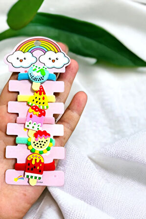 Çocuk 5 Adet Figürlü Rengarenk Havlu Toka Seti